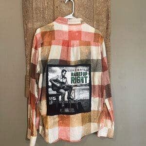 Luke Bryan Plaid Up-cycled Shirt with Concert Graphic